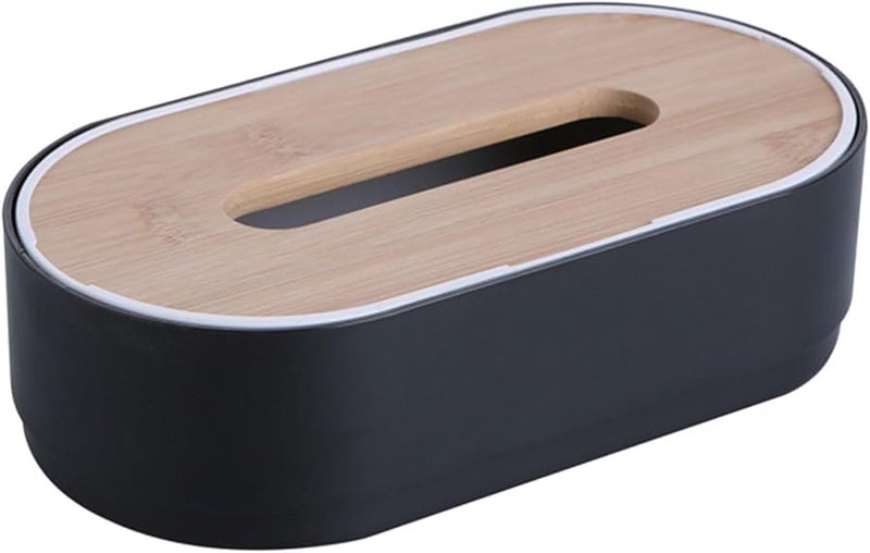 حامل علبة المناديل المصنوع يدويًا من الخيزران الأسود لتزيين المنزل والمكتب - Image 3